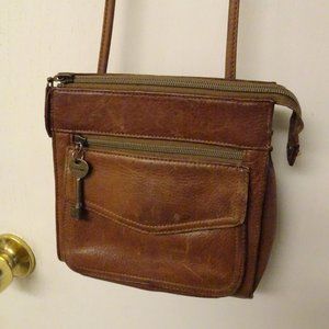 Fossil pebble Leather Tan Crossbody handbag